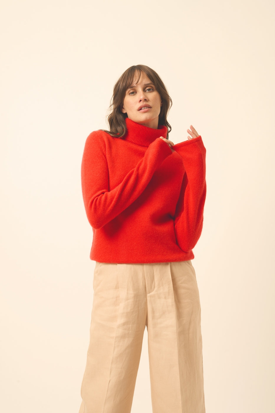 4-Ply Roll-Neck Jumper - June - Tomato