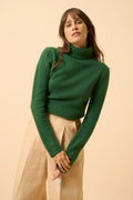 Jersey de Cuello Vuelto de 4 Cabos - June - Verde Abeto