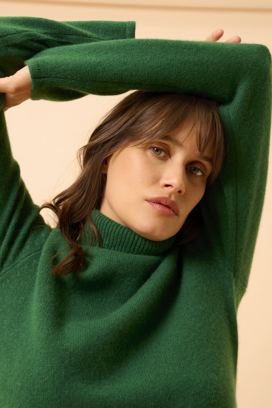 Jersey de Cuello Vuelto de 4 Cabos - June - Verde Abeto