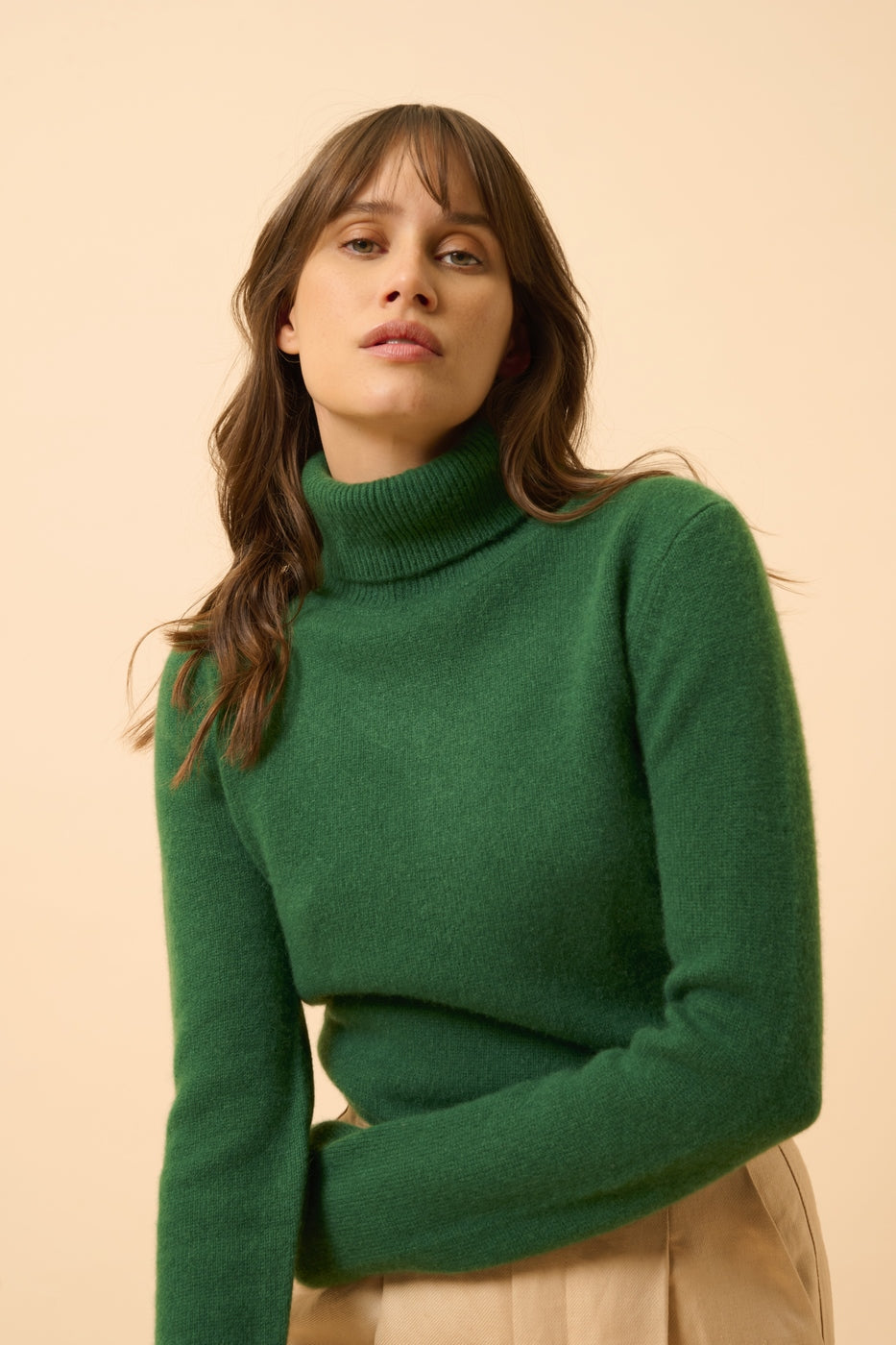 Jersey de Cuello Vuelto de 4 Cabos - June - Verde Abeto