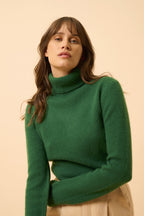 Jersey de Cuello Vuelto de 4 Cabos - June - Verde Abeto