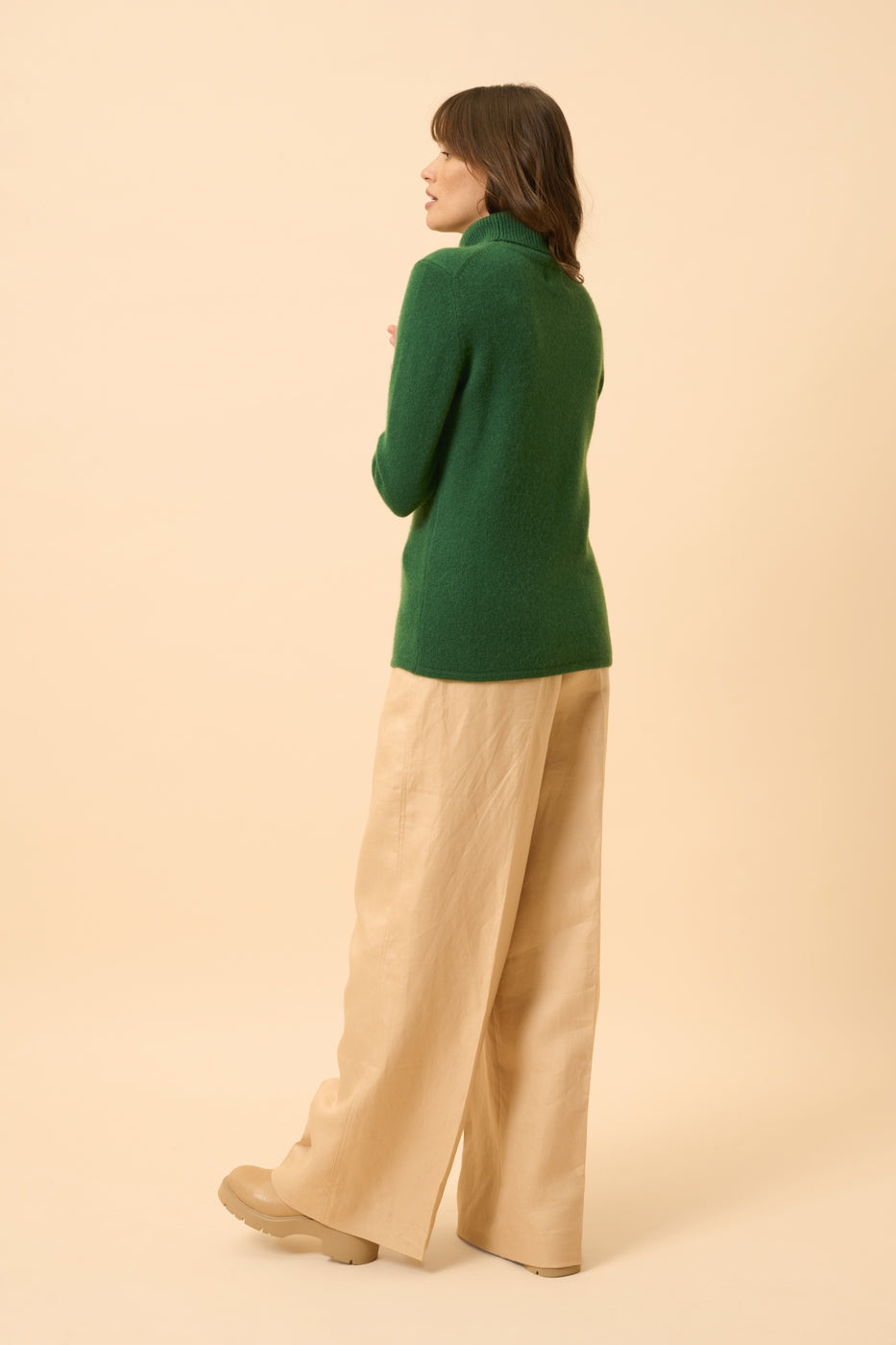 Jersey de Cuello Vuelto de 4 Cabos - June - Verde Abeto
