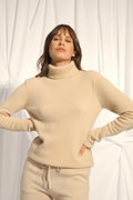 Jersey de Cuello Vuelto de 4 Cabos - June - Beige