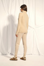 Jersey de Cuello Vuelto de 4 Cabos - June - Beige