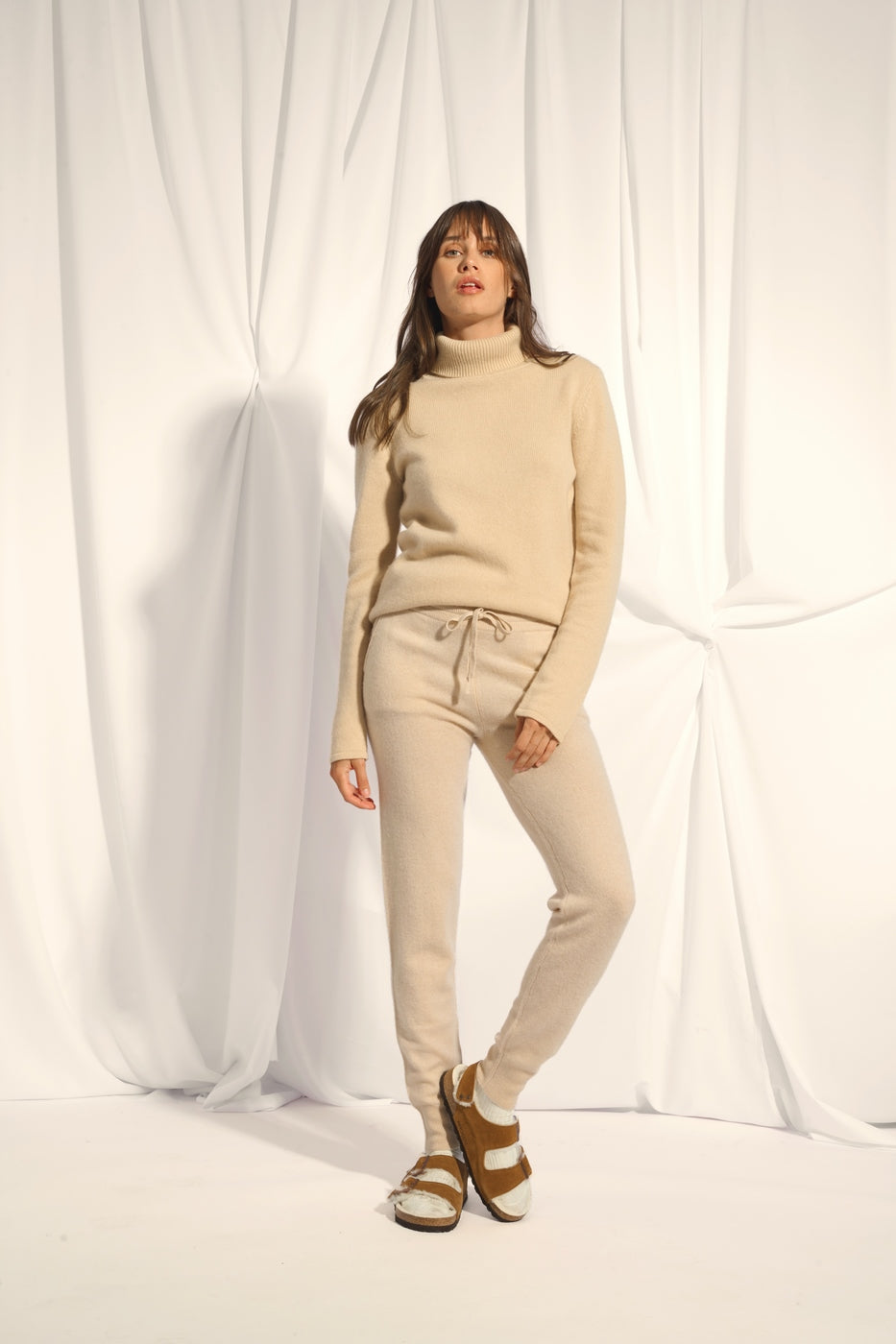 Jersey de Cuello Vuelto de 4 Cabos - June - Beige