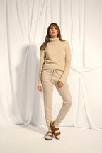 Jersey de Cuello Vuelto de 4 Cabos - June - Beige