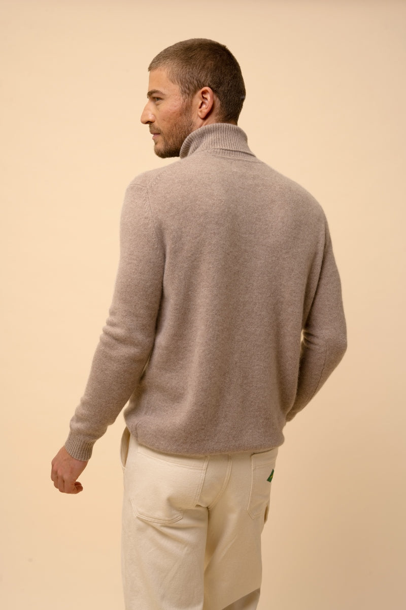 Jersey de Cuello Vuelto de 4 Cabos - Sacha - Topo Claro Jaspeado