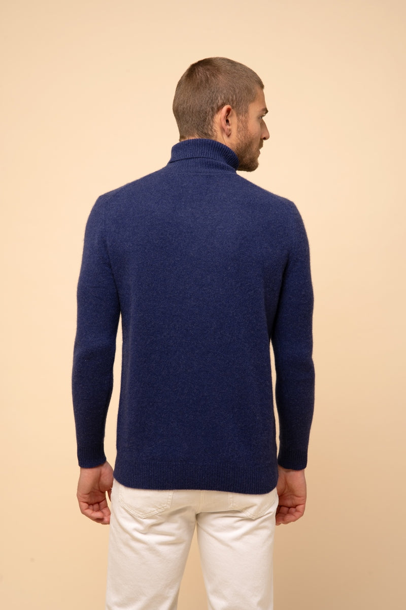 Pull Col Roulé 4 Fils Sacha - 100% Cachemire 4 Fils - Bleu Nuit - Homme