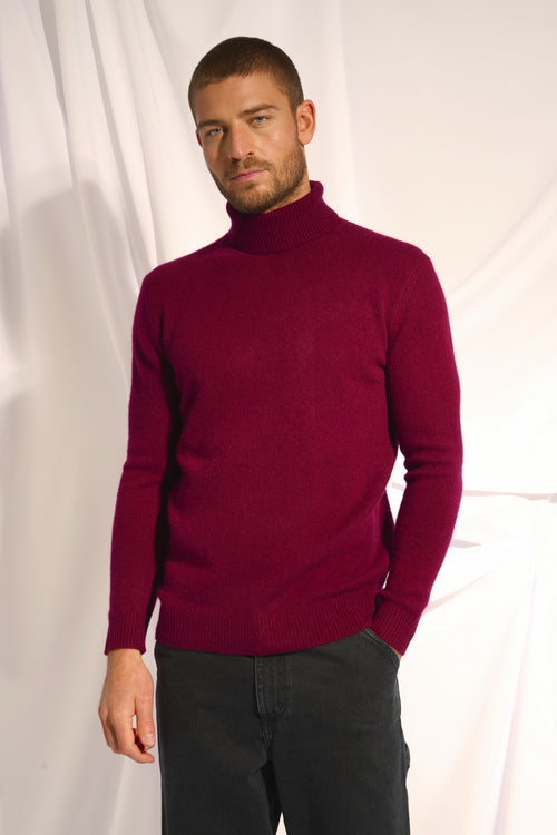 Pull Col Roulé 4 Fils Sacha - 100% Cachemire 4 Fils - Bordeaux - Homme