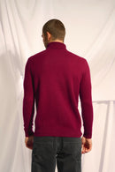 Pull Col Roulé 4 Fils Sacha - 100% Cachemire 4 Fils - Bordeaux - Homme