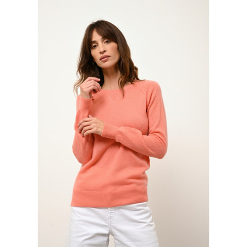 Pull Col Rond Helen Pêche, 100% Cachemire, 2 Fils, Jersey - Femme