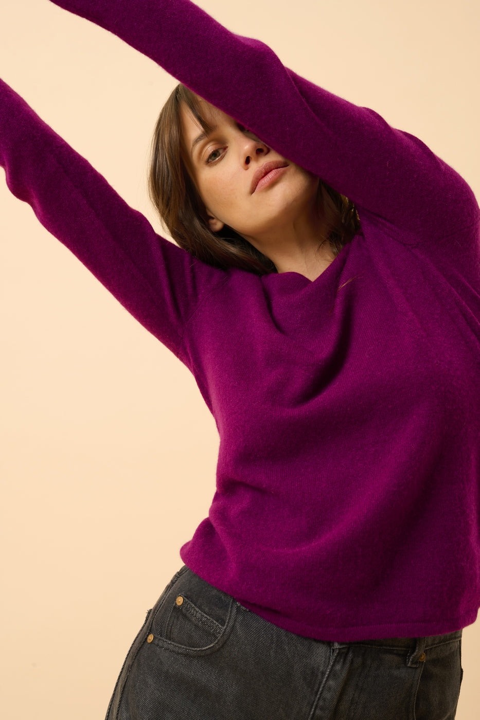 Round Neck Jumper - Vivian - Plum