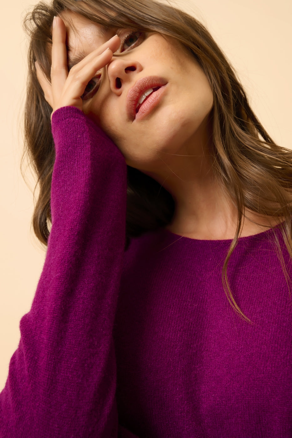 Round Neck Jumper - Vivian - Plum