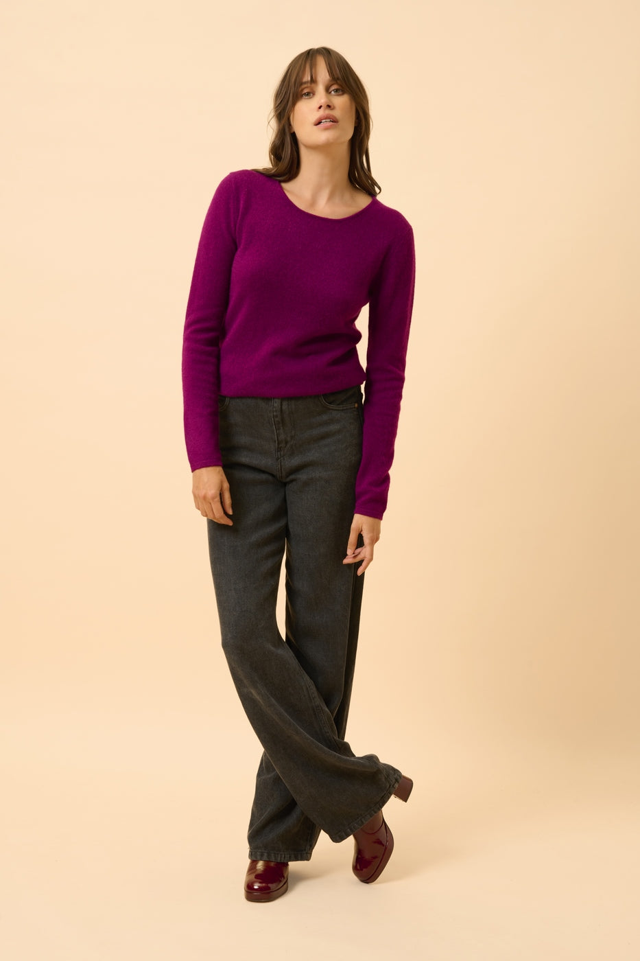Round Neck Jumper - Vivian - Plum