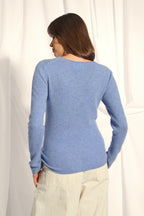 Pull Col V  - Joan - Sky Chiné