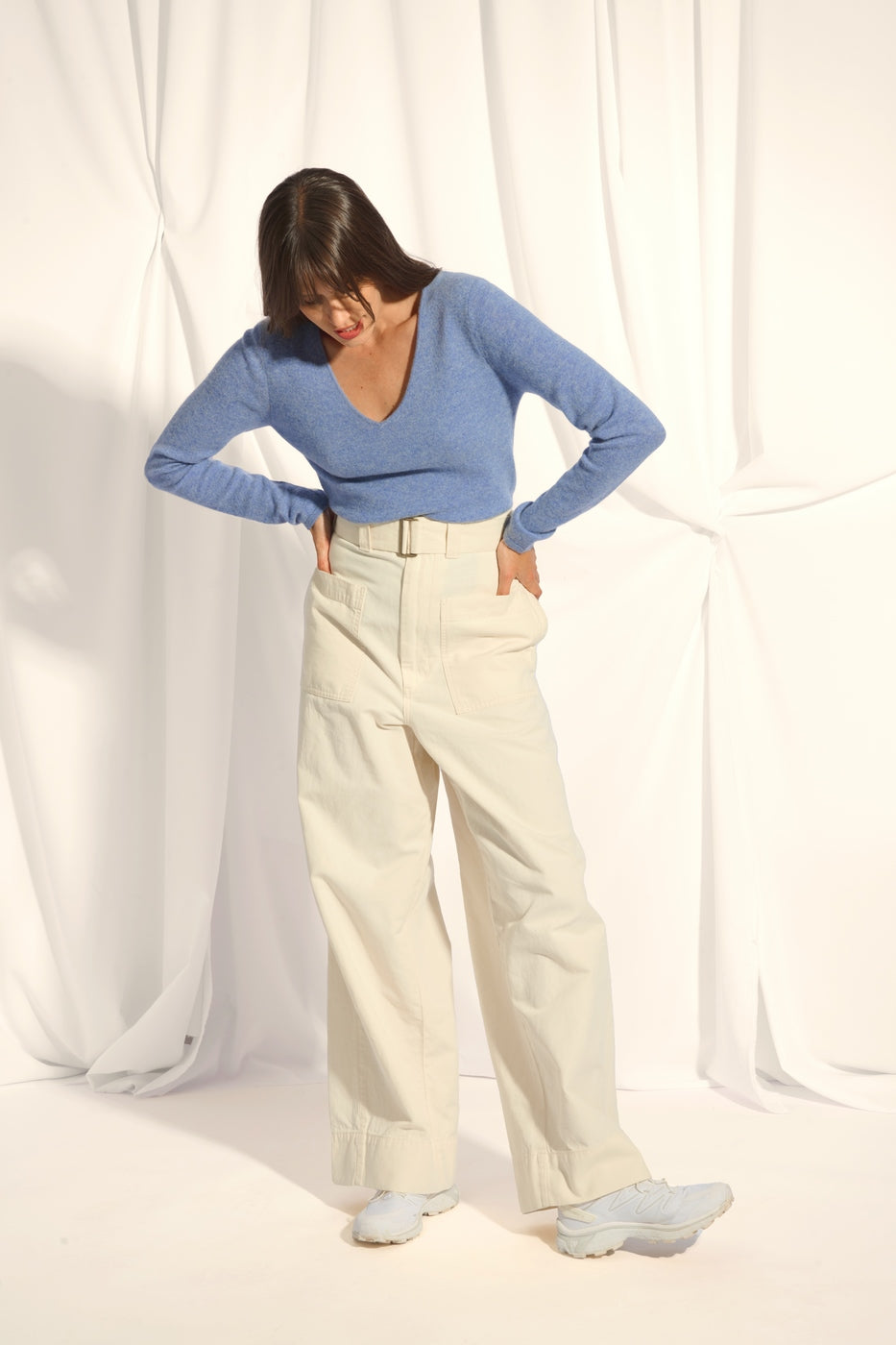 Pull Col V  - Joan - Sky Chiné