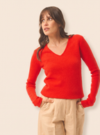 Pull Col V 4Fils Abby - Tomate - Women