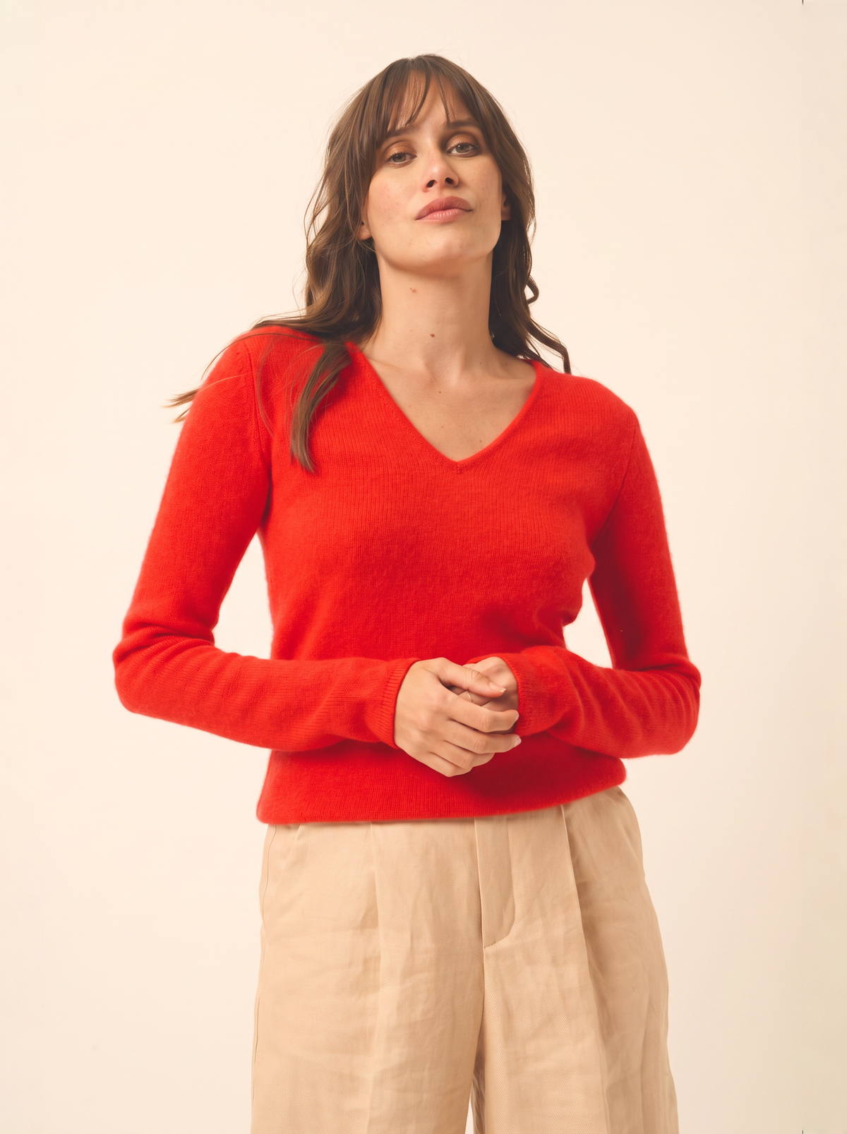 Pull Col V 4Fils Abby - Tomate - Women