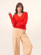 Pull Col V 4Fils Abby - Tomate - Women