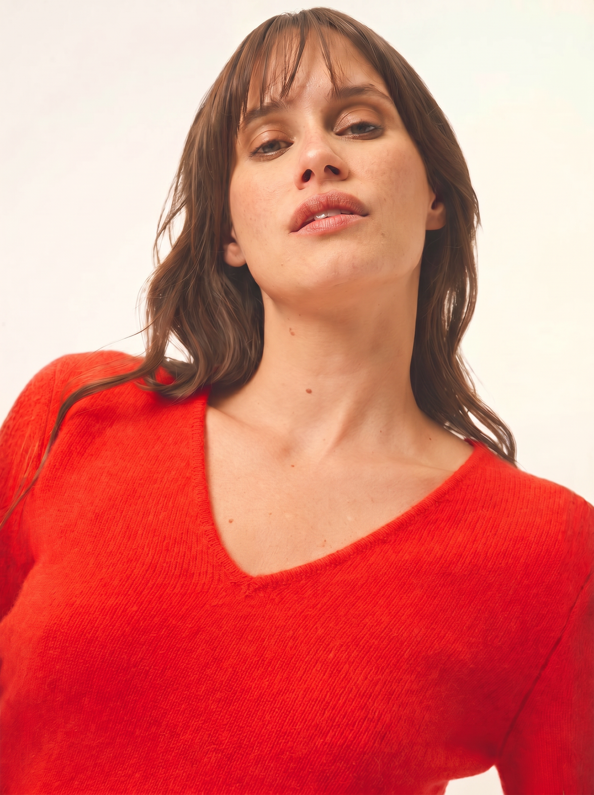 Pull Col V 4Fils Abby - Tomate - Women