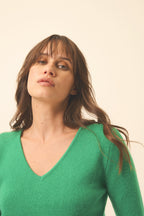 4-Ply V-Neck Jumper - Abby - Mint