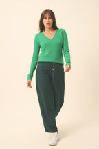 4-Ply V-Neck Jumper - Abby - Mint