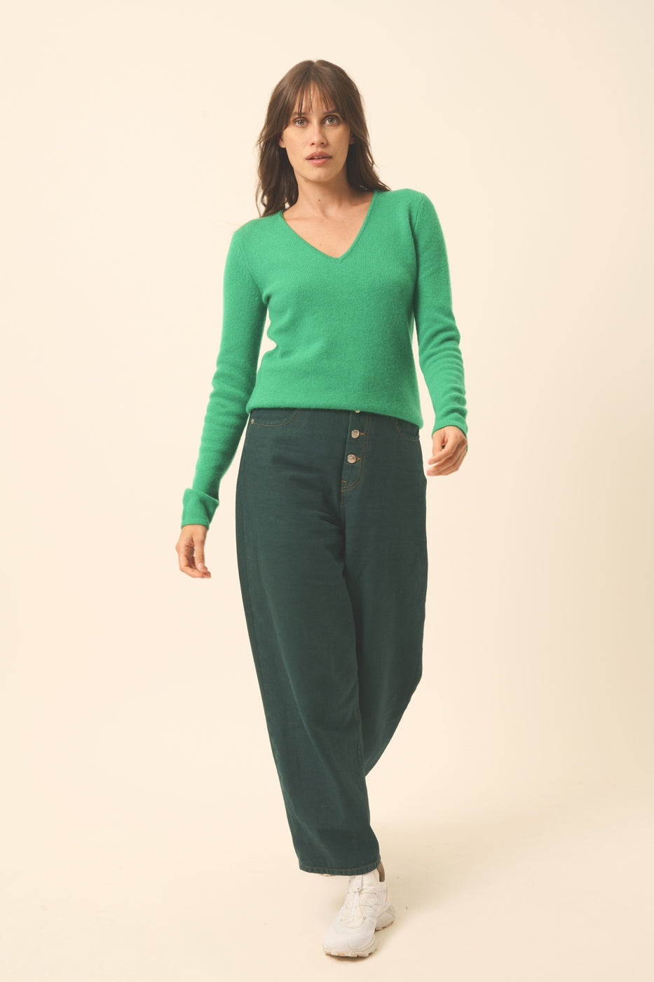 4-Ply V-Neck Jumper - Abby - Mint