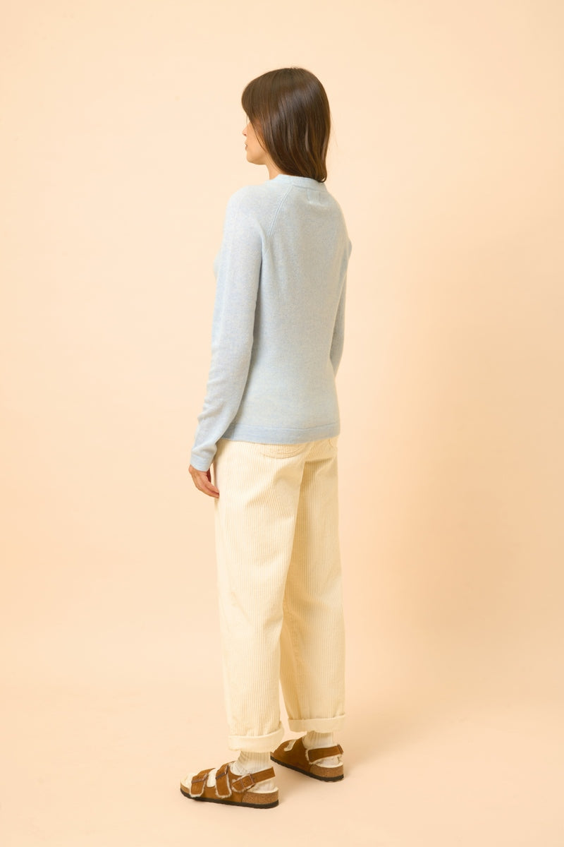 Pull Col Rond - Jane - Bleu Clair Chiné