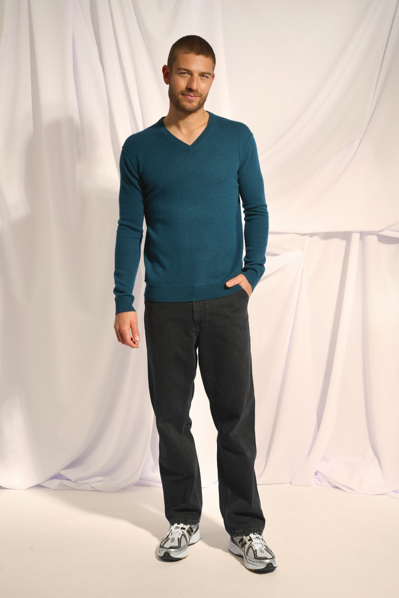 Pull Col V - Tom - Vert Canard