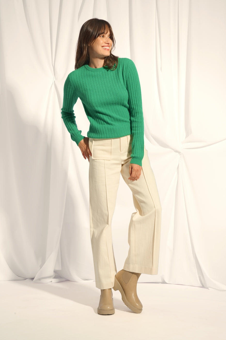 Jersey Cuello Redondo - Avana - Menta