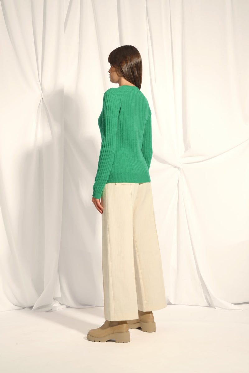 Round Neck Sweater - Avana - Mint