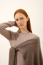 Round Neck Jumper - Avana - Caribou Chiné