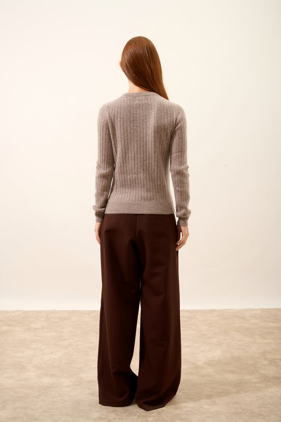 Round Neck Jumper - Avana - Caribou Chiné
