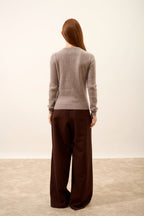 Round Neck Jumper - Avana - Caribou Chiné