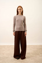 Round Neck Jumper - Avana - Caribou Chiné