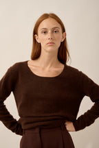 Pull Col Bateau - Fiona - Café
