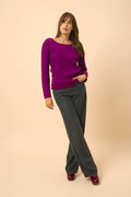 Boat-Neck Jumper - Fiona - Plum