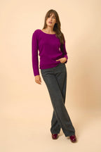 Boat-Neck Jumper - Fiona - Plum