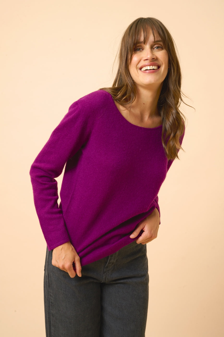Boat-Neck Jumper - Fiona - Plum
