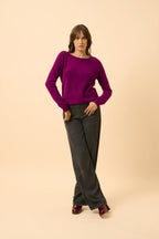 Boat Neck Back Drop Jumper - Abigail - Plum