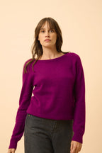 Boat Neck Back Drop Jumper - Abigail - Plum
