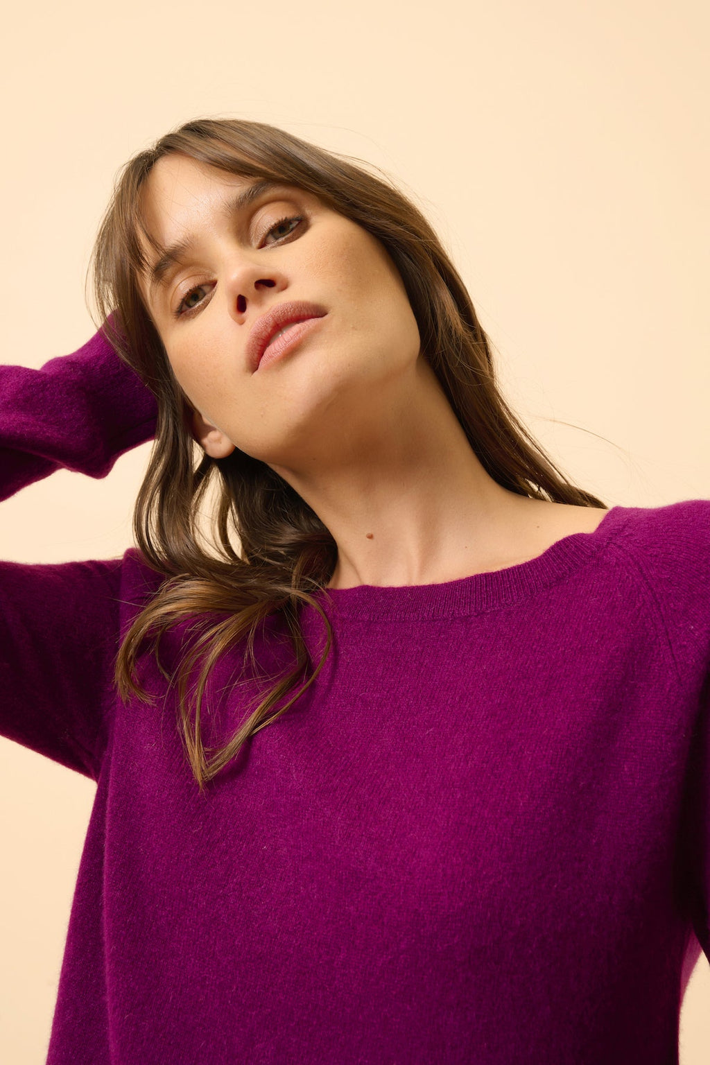 Boat Neck Back Drop Jumper - Abigail - Plum