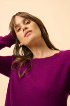 Boat Neck Back Drop Jumper - Abigail - Plum
