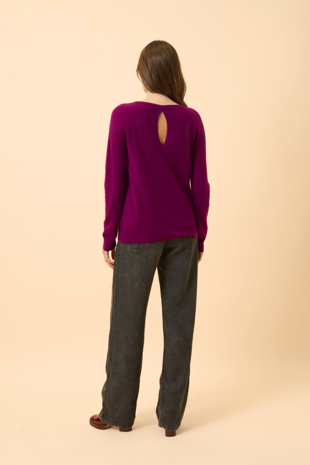 Boat Neck Back Drop Jumper - Abigail - Plum