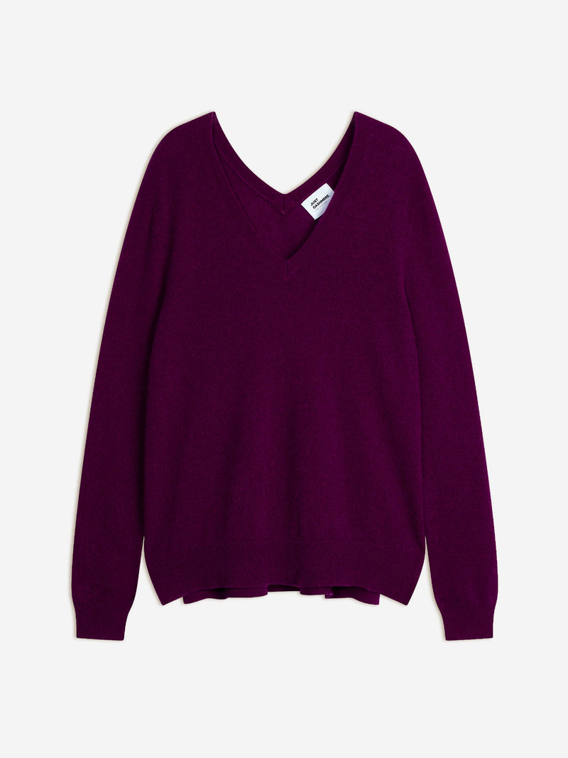 V-Neck Sweater Front And Back - Opal - Plum