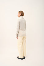 Four-Ply Roll-Neck Jumper - June - Mottled Pearl Grey