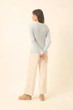 Pull Col V  Joan - 100% Cachemire 2 Fils - Givre - Femme