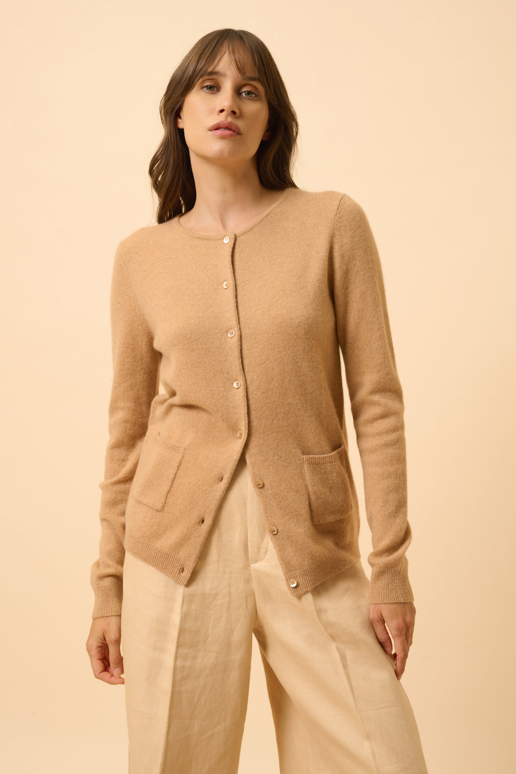 Round Neck Cardigan - Katharine - Sahara