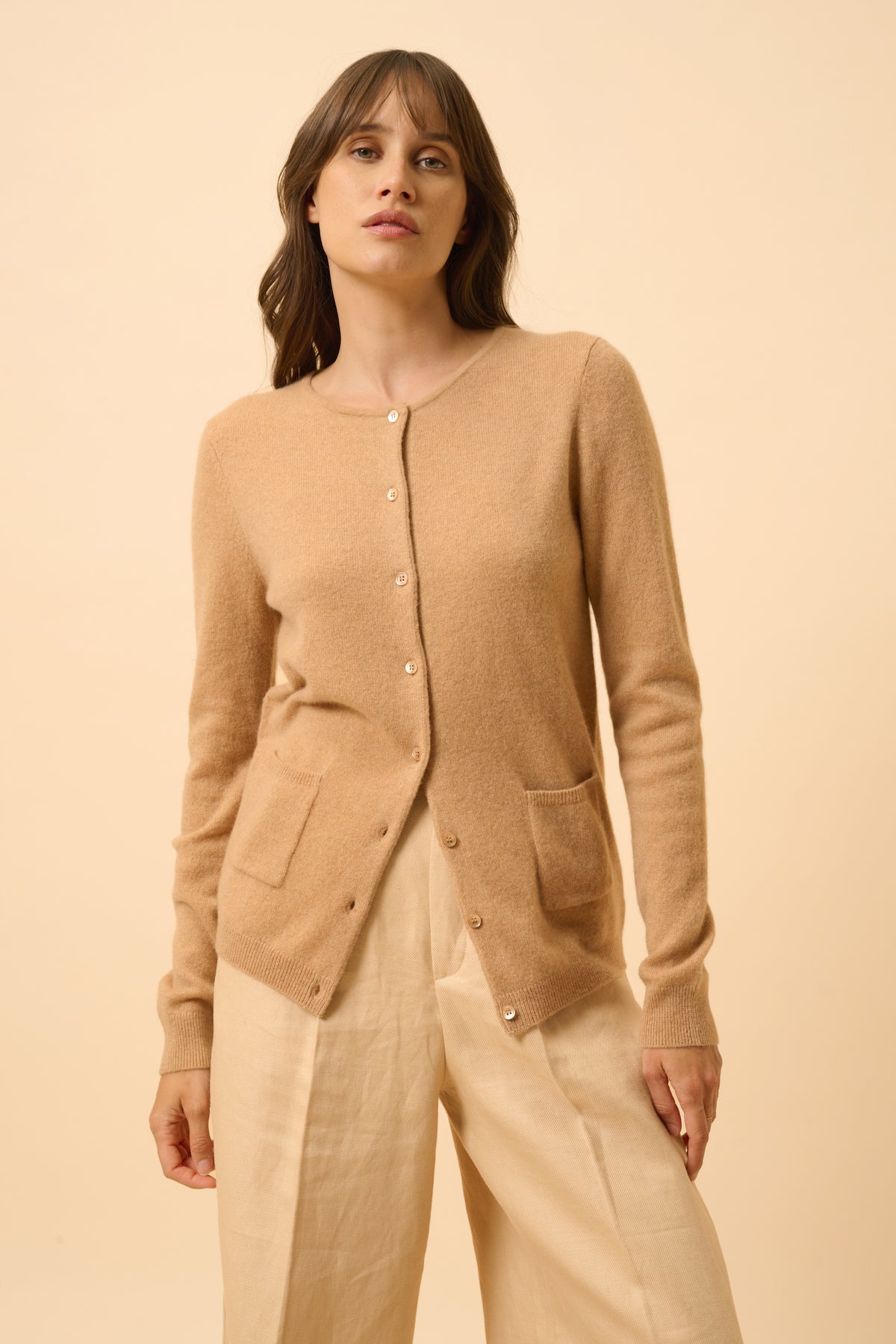 Round Neck Cardigan - Katharine - Sahara