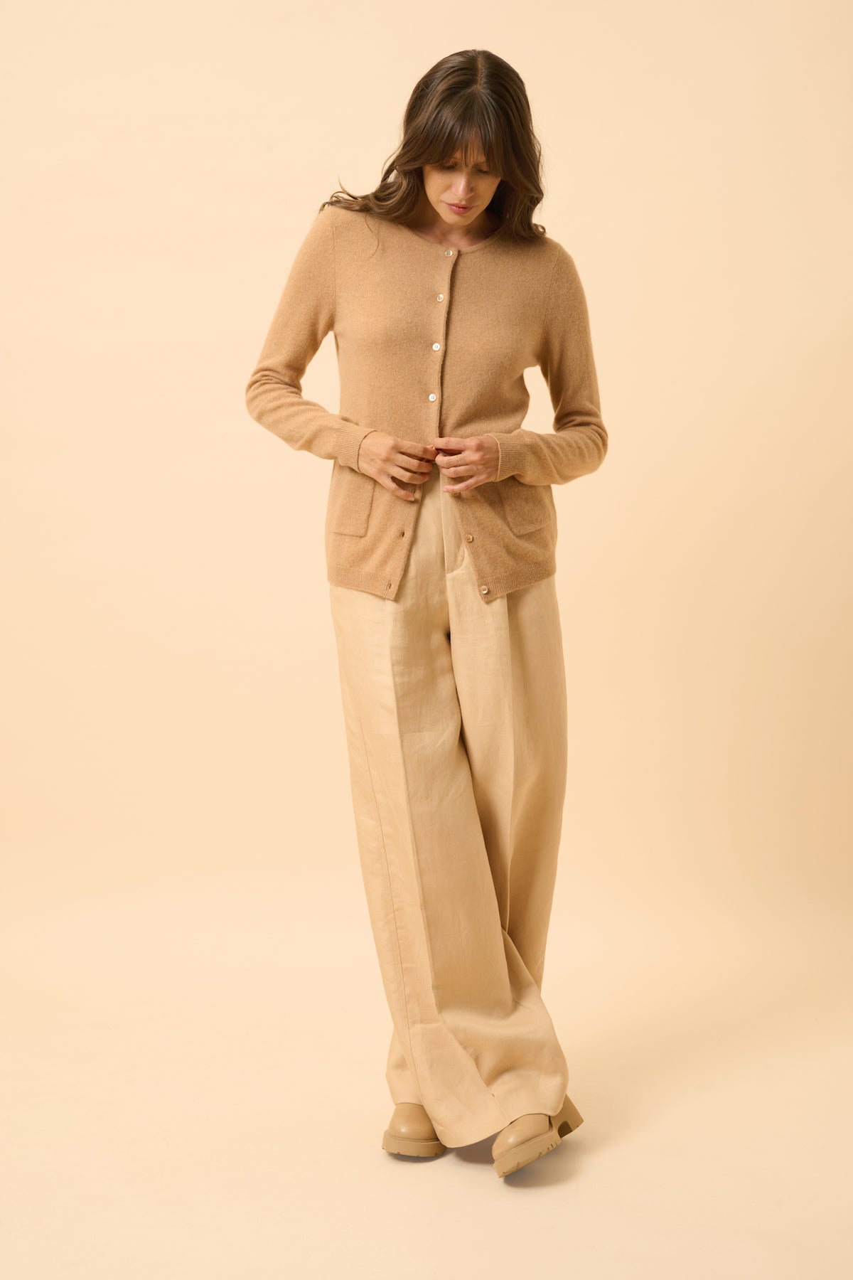 Round Neck Cardigan - Katharine - Sahara